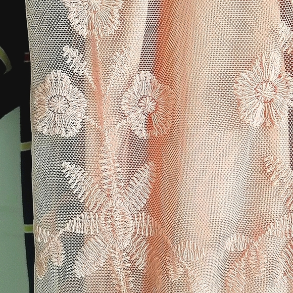 Tunic tank top blush peach Grecian crochet lace embroidery lined longer flowy - Picture 10 of 10